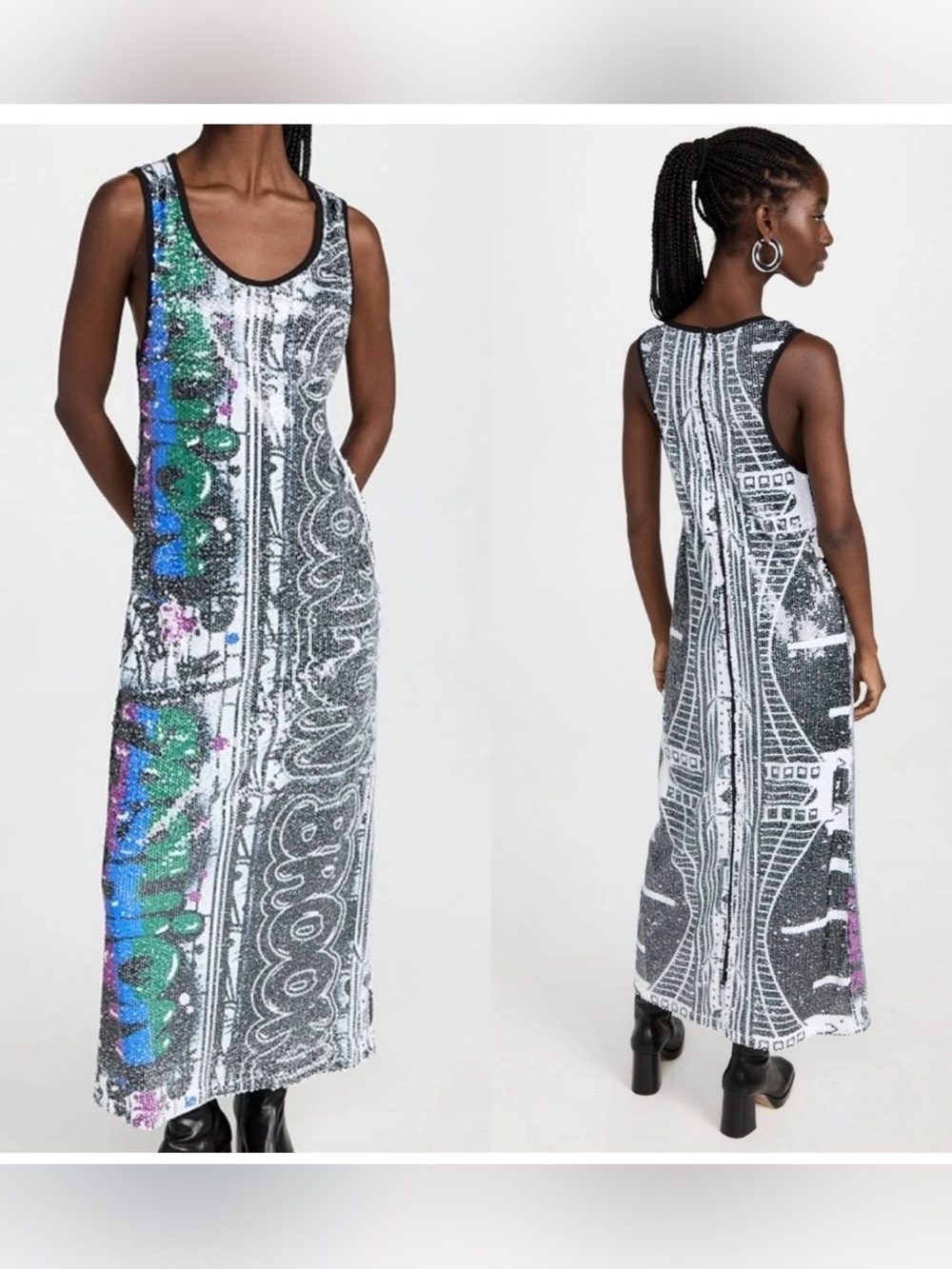 Kimberly Goldson Nelli Sequin Metallic Shift Dress